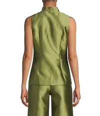 Mestiza New York Tamara Coordinating Dupioni Mandarin Collar Sleeveless Peplum Top