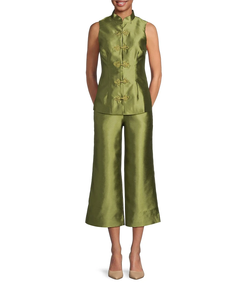Mestiza New York Tamara Coordinating Dupioni Mandarin Collar Sleeveless Peplum Top