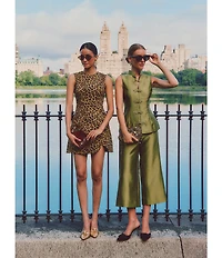Mestiza New York Tamara Coordinating Dupioni Mandarin Collar Sleeveless Peplum Top