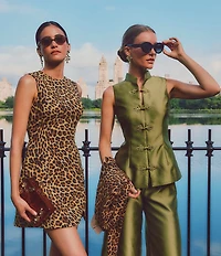 Mestiza New York Tamara Coordinating Dupioni Mandarin Collar Sleeveless Peplum Top