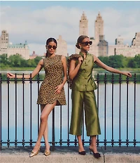 Mestiza New York Tamara Coordinating Dupioni Mandarin Collar Sleeveless Peplum Top