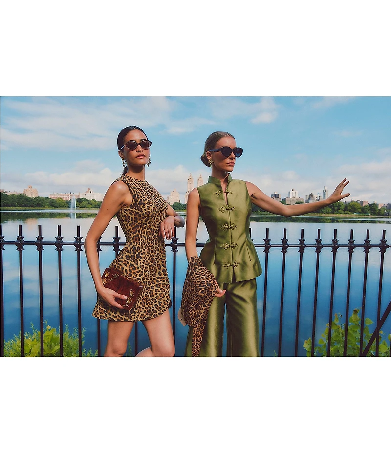 Mestiza New York Tamara Coordinating Dupioni Mandarin Collar Sleeveless Peplum Top