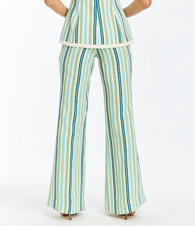 Mestiza New York Theo Catena Stripe Print Full Length Bell Bottom Pants