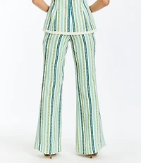 Mestiza New York Theo Catena Stripe Print Full Length Bell Bottom Pants