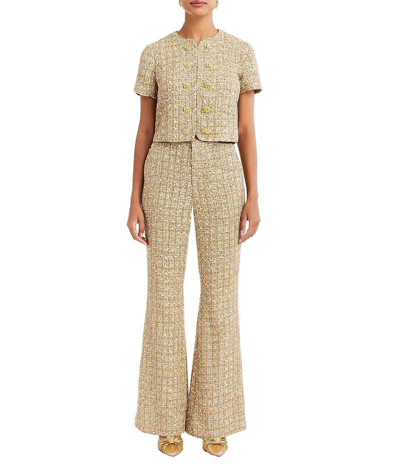 Mestiza New York Theo Coordinating Sparkle Tweed Bell Bottom Pants