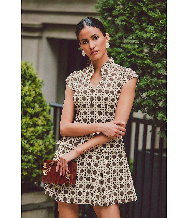 Mestiza New York Tianna Split Collar V-Neck Cap Sleeve A-Line Mini Dress