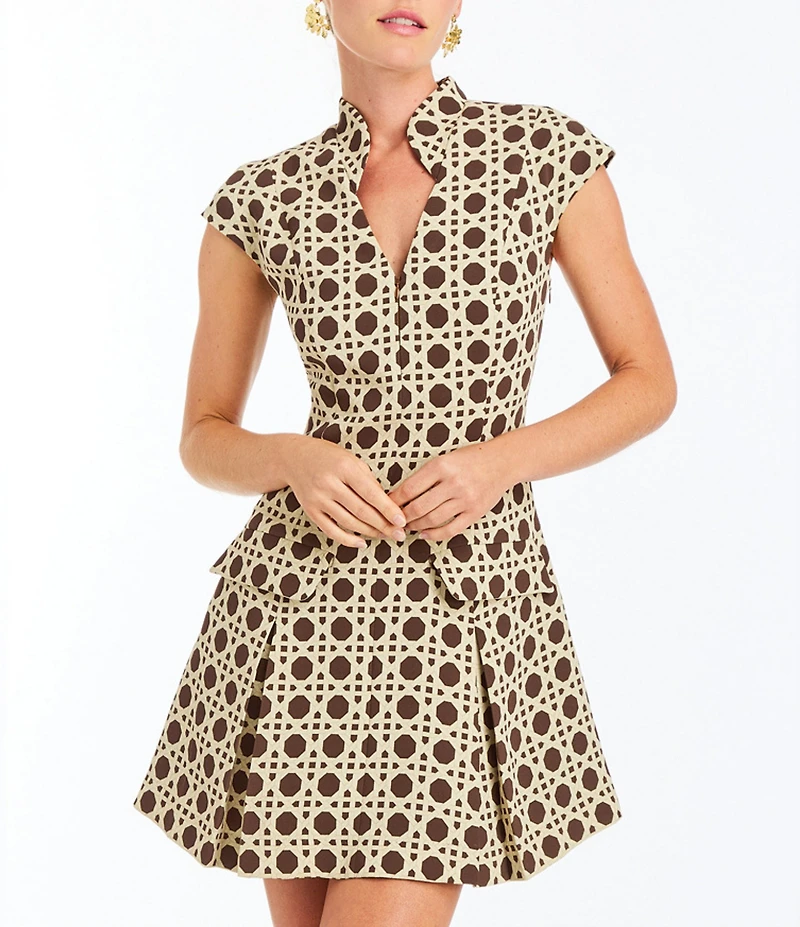 Mestiza New York Tianna Split Collar V-Neck Cap Sleeve A-Line Mini Dress