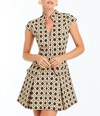 Mestiza New York Tianna Split Collar V-Neck Cap Sleeve A-Line Mini Dress