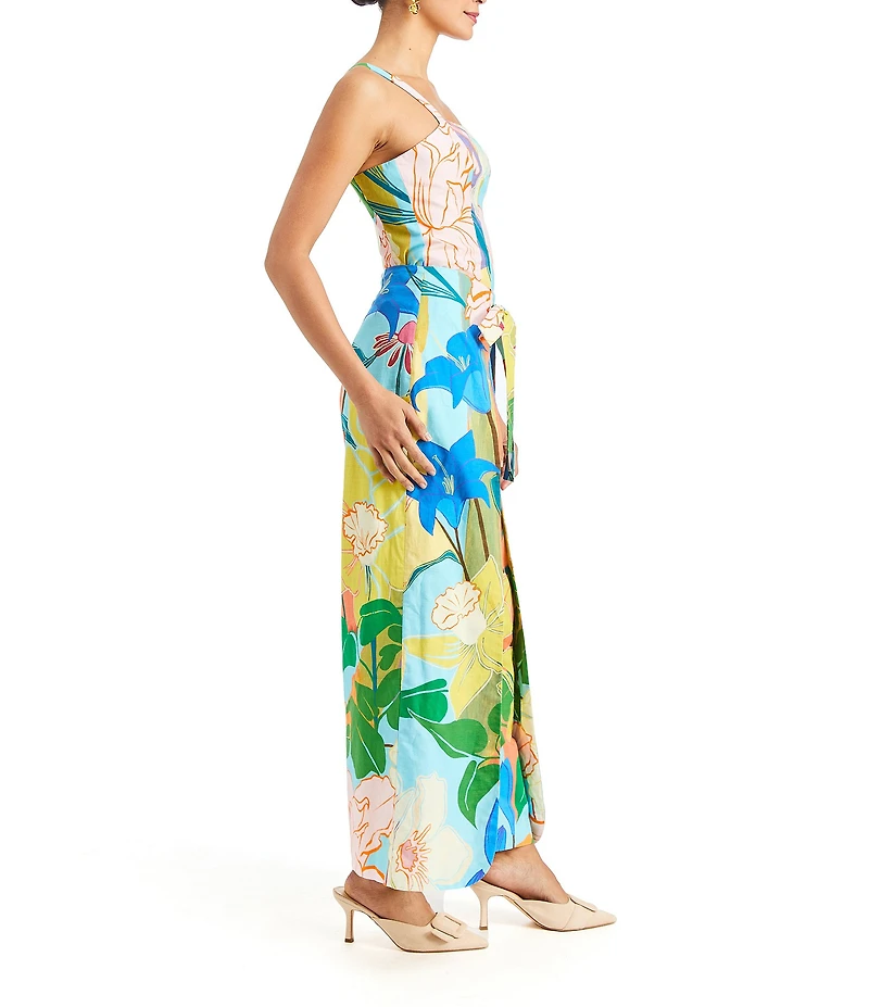 Mestiza New York Tiramisu Primrose Floral Linen Blend Square Neck Sleeveless Top