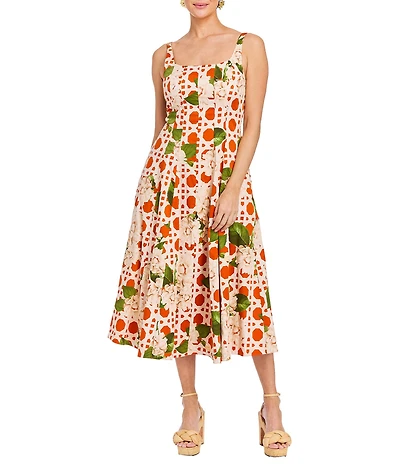 Mestiza New York Yvette Reversible Square Neck Sleeveless Midi Dress