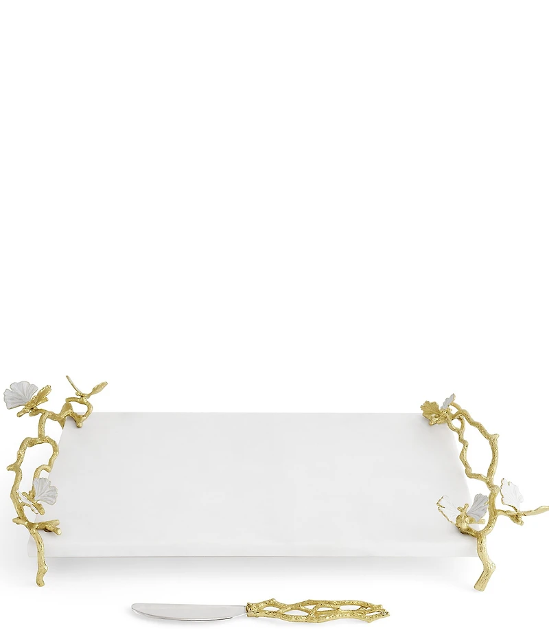 Michael Aram Butterfly Ginkgo Gold Collection Cheese Board with Spreader