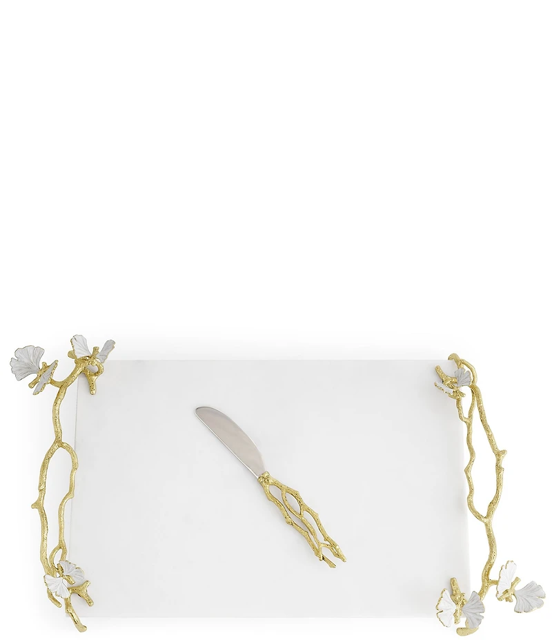 Michael Aram Butterfly Ginkgo Gold Collection Cheese Board with Spreader