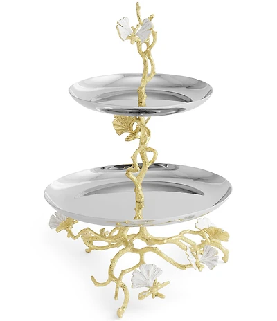Michael Aram Butterfly Ginkgo Gold Collection Two Tier Etagere