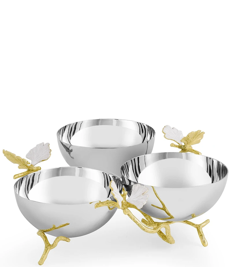 Butterfly Ginkgo Gold Triple Bowl