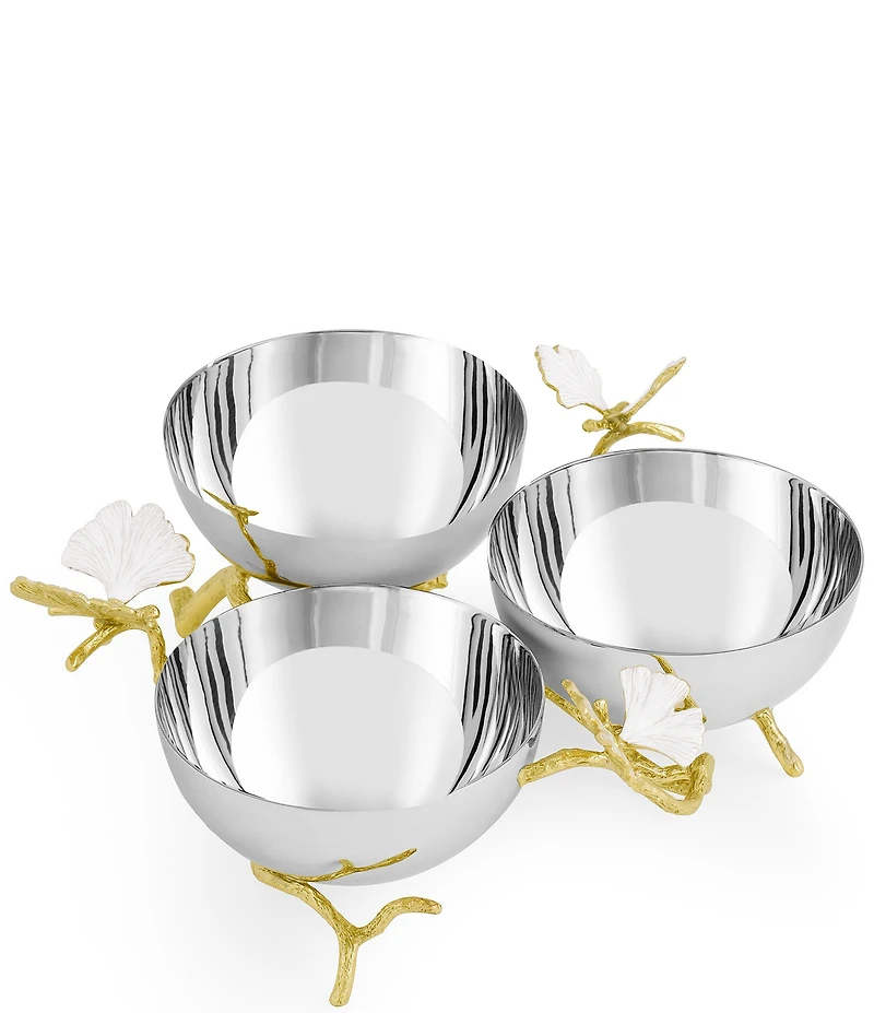 Butterfly Ginkgo Gold Triple Bowl