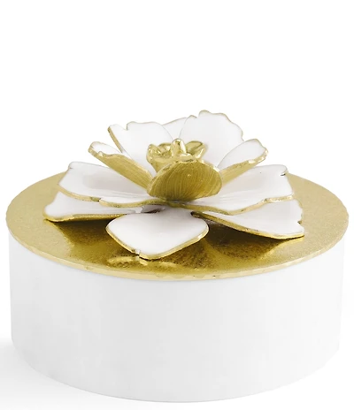 Michael Aram Gardenia Collection Small Marble Trinket Box With Flower Lid