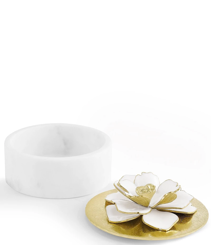 Michael Aram Gardenia Collection Small Marble Trinket Box With Flower Lid