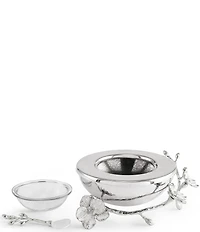 Michael Aram Silver Orchid Collection Caviar Dish With Spoon