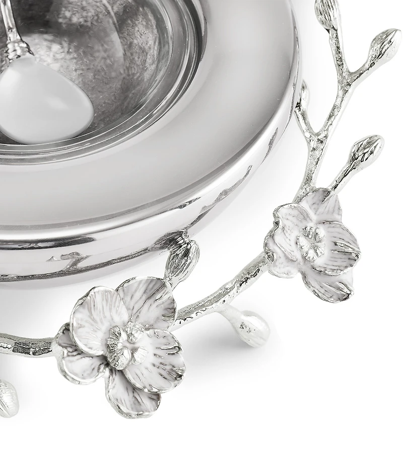 Michael Aram Silver Orchid Collection Caviar Dish With Spoon