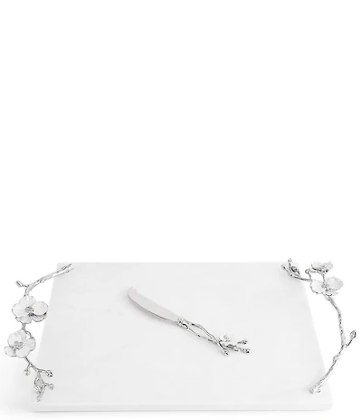 Michael Aram Silver Orchid Collection Cheese Board with Knife