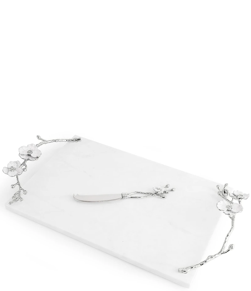 Michael Aram Silver Orchid Collection Cheese Board with Knife