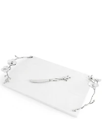 Michael Aram Silver Orchid Collection Cheese Board with Knife