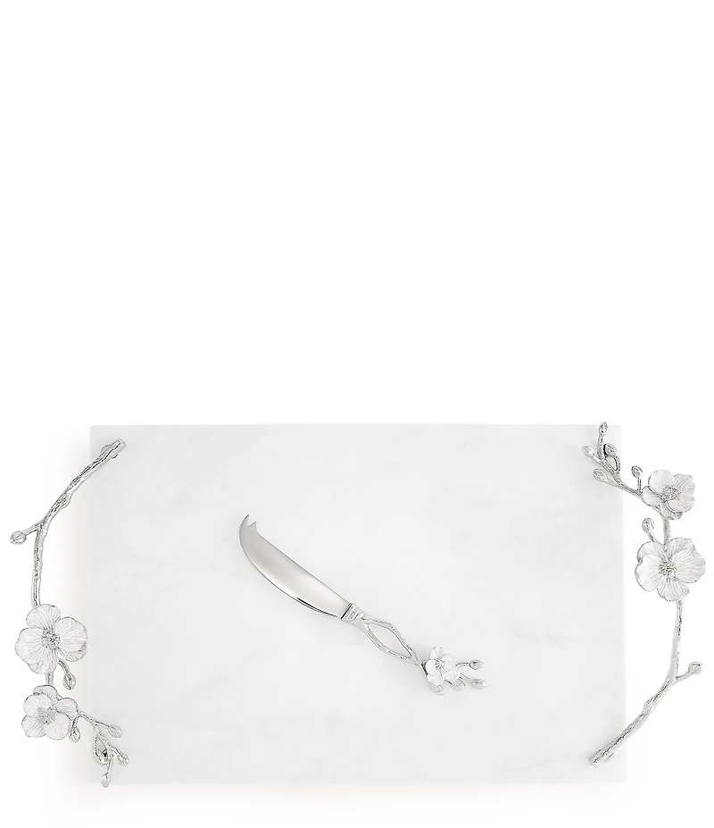 Michael Aram Silver Orchid Collection Cheese Board with Knife