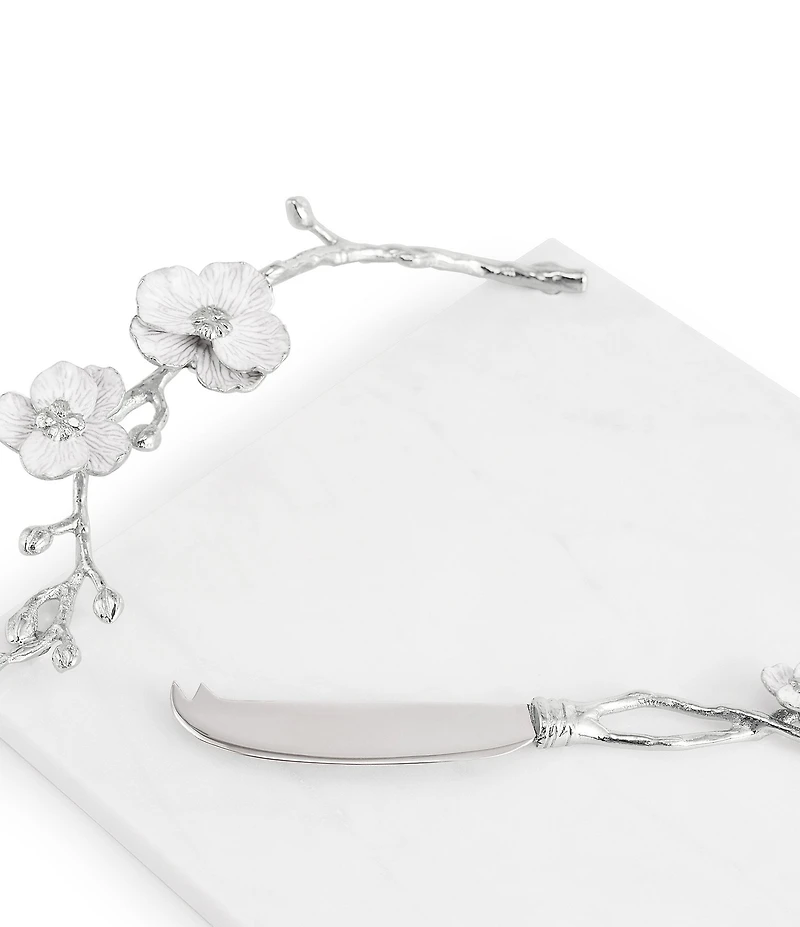 Michael Aram Silver Orchid Collection Cheese Board with Knife