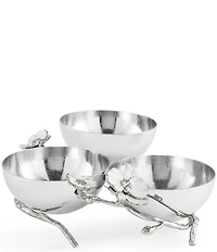 Michael Aram Silver Orchid Collection Triple Bowl