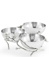 Michael Aram Silver Orchid Collection Triple Bowl
