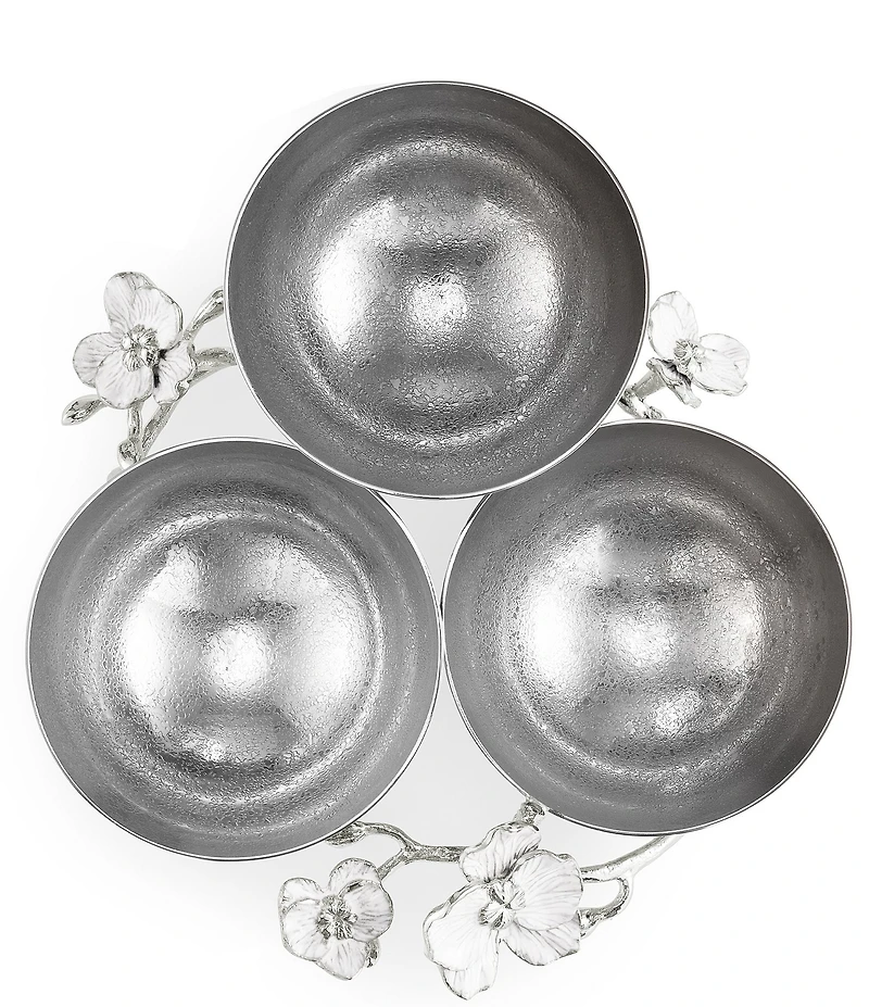 Michael Aram Silver Orchid Collection Triple Bowl