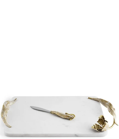 Michael Aram Tulip Collection Marble Cheese Board with Knife Set