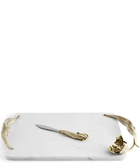 Michael Aram Tulip Collection Marble Cheese Board with Knife Set