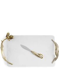 Michael Aram Tulip Collection Marble Cheese Board with Knife Set