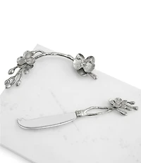 Michael Aram White Orchid Collection Marble Cheese Board with Knife Set