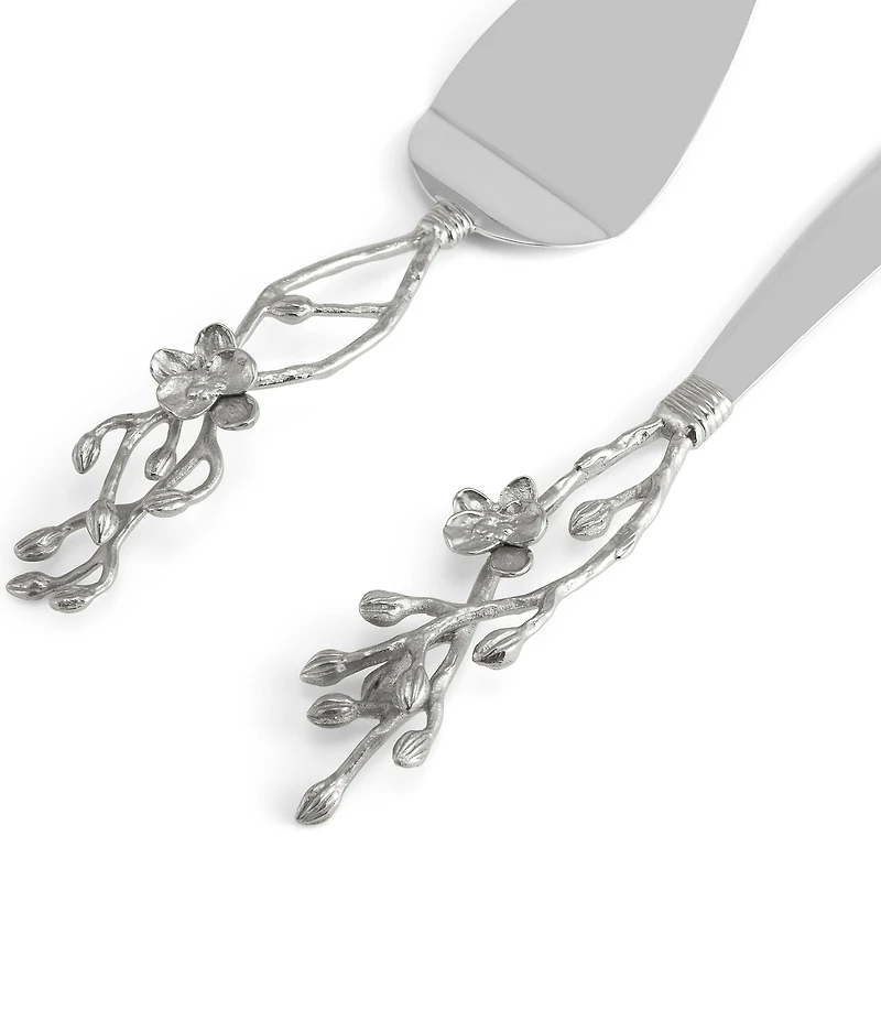 Michael Aram White Orchid Collection Sculpted Wedding Cake Knife & Server Set