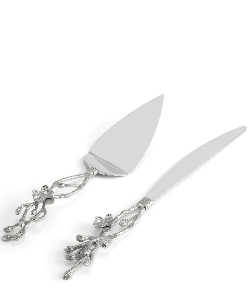 Michael Aram White Orchid Collection Sculpted Wedding Cake Knife & Server Set