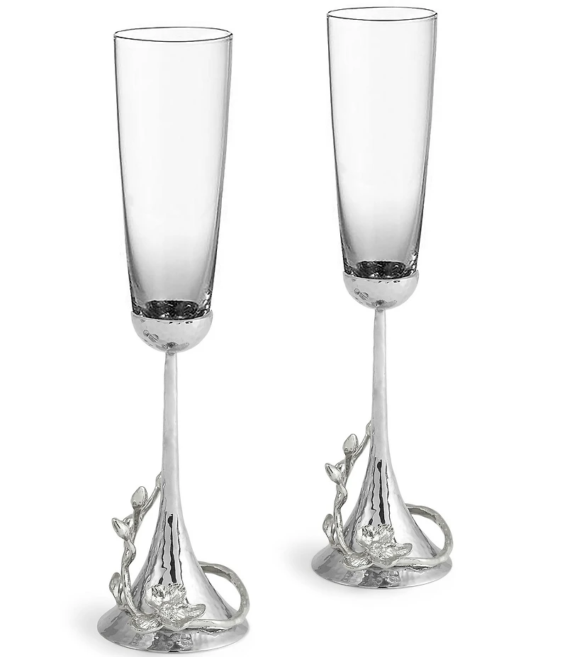 Michael Aram White Orchid Collection Toasting Flute Set