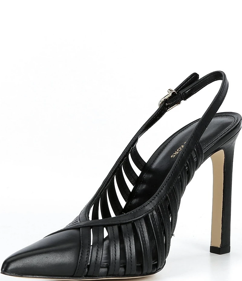 Michael Kors Adriana Leather Slingback Caged Pumps