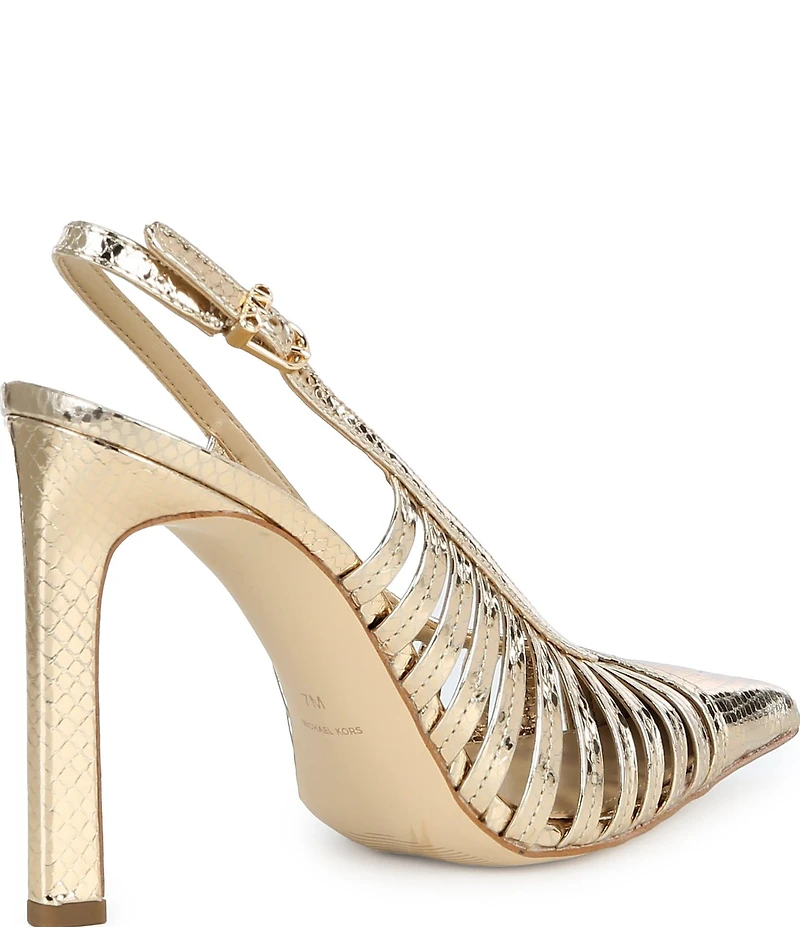 Michael Kors Adriana Metallic Leather Slingback Caged Pumps