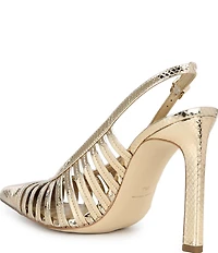 Michael Kors Adriana Metallic Leather Slingback Caged Pumps