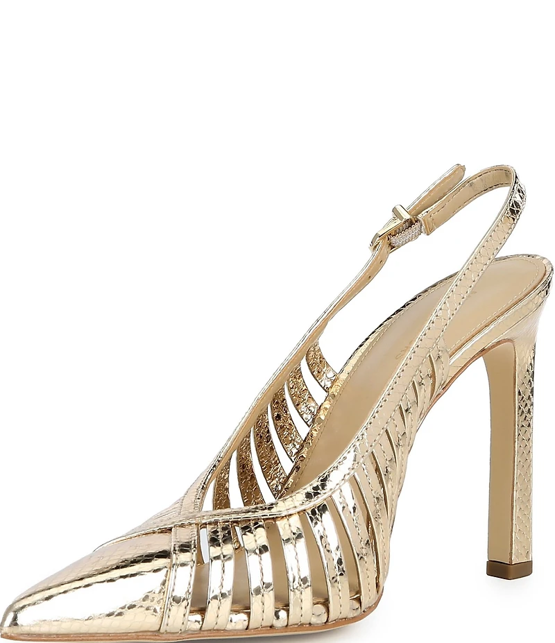 Michael Kors Adriana Metallic Leather Slingback Caged Pumps