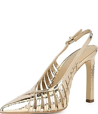 Michael Kors Adriana Metallic Leather Slingback Caged Pumps