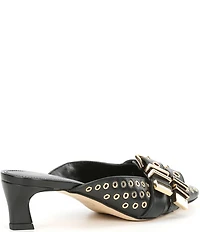 Michael Kors Alora Leather Grommet an Buckle Hardware Mules