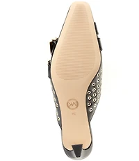 Michael Kors Alora Leather Grommet an Buckle Hardware Mules