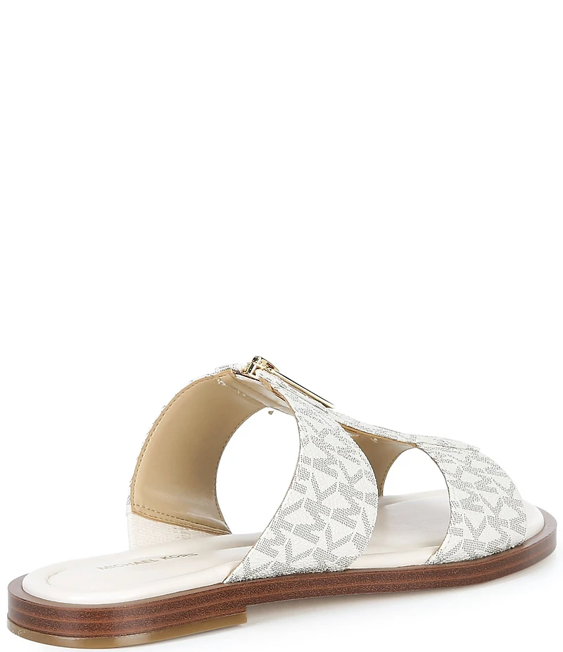 Michael Kors Berkley Signature Logo Leather Zip Slide Sandals