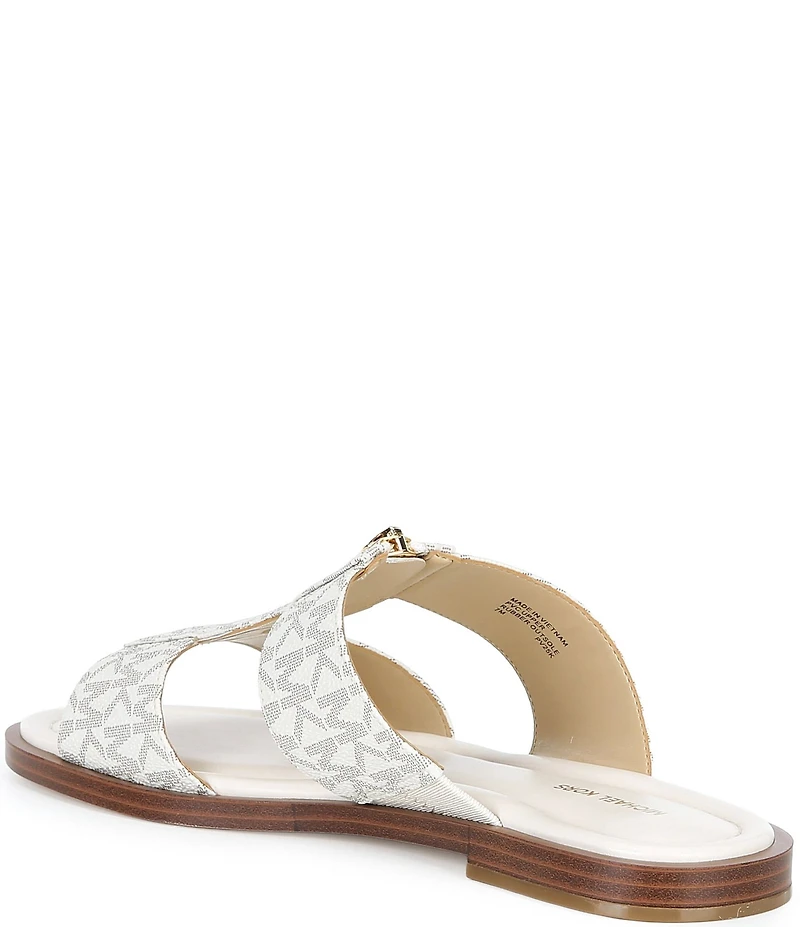 Michael Kors Berkley Signature Logo Leather Zip Slide Sandals