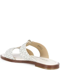 Michael Kors Berkley Signature Logo Leather Zip Slide Sandals