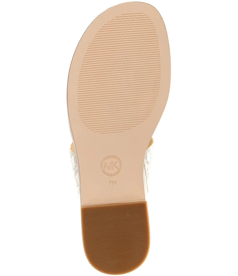Michael Kors Berkley Signature Logo Leather Zip Slide Sandals