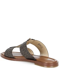Michael Kors Berkley Signature Logo Leather Zip Slide Sandals